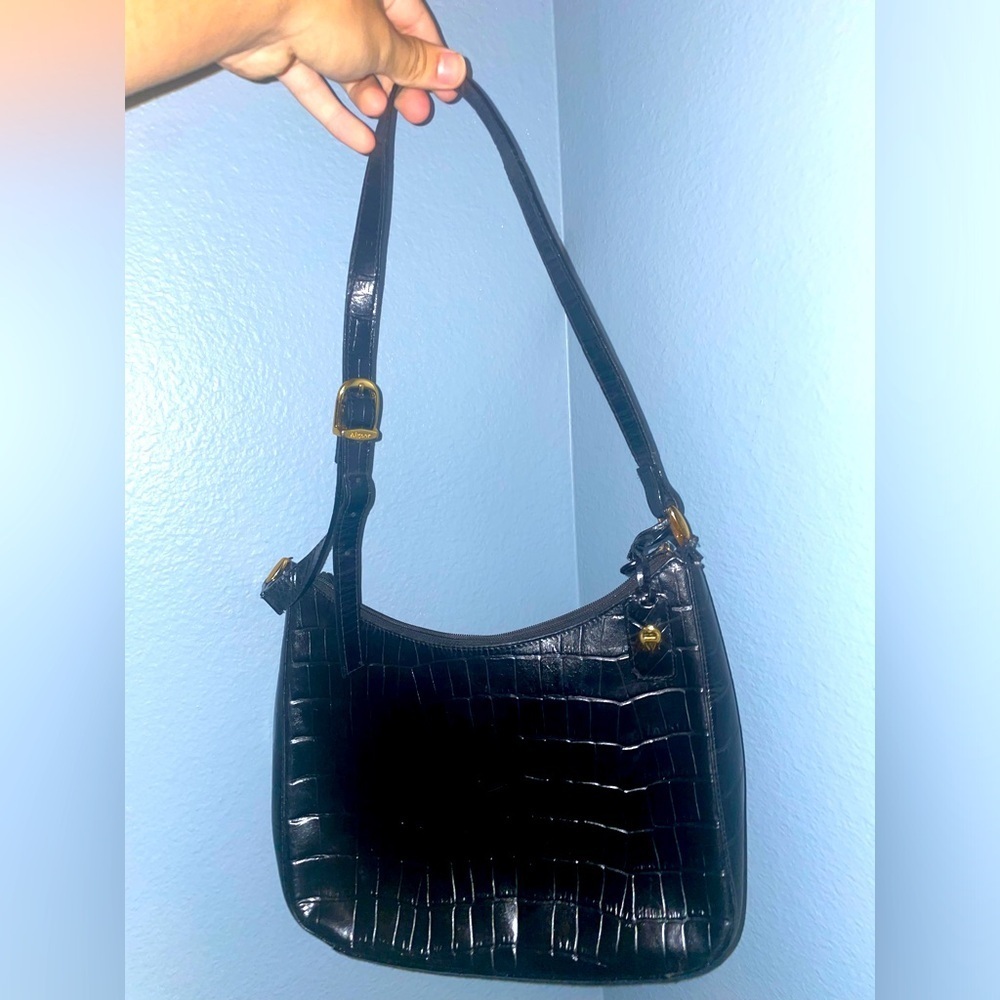 Vintage shoulder bag croc embossed leather we bag handbag purse